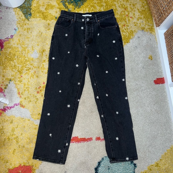 Women’s Jeans + stitched flower accents // PACSUN - Picture 1 of 6